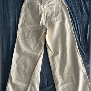 Cream high rise wide-leg crop